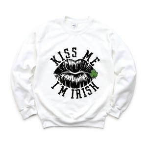 Simply Sage Market Women's Graphic Sweatshirt Kiss Me I'm Irish Lips - 1 of 4