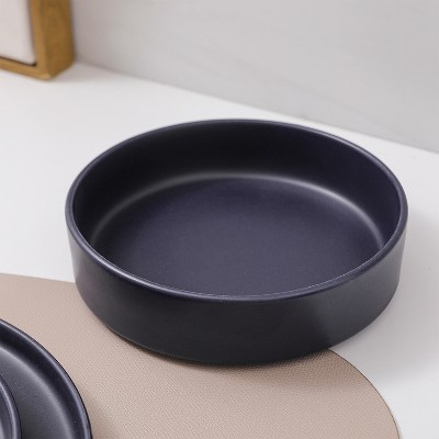 Dark Blue Ceramic Minimalist 16-Piece Mug Set