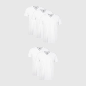 Hanes Men's 5pk V-Neck T-Shirt - White 2XL: Cotton, Tagless, Moisture Wicking, Short Sleeve - 1 of 4