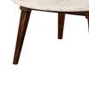 36" Gasha Coffee Table-White Marble Top & Walnut - Acme Furniture: Mid-Century Modern, Round, Wood Legs, No Tools Assembly - 4 of 4