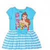 Girl's 2-Pack Disney Princess Belle Believe In You Floral and Stripe Casual Dress Set - Blue/Pink, Size 2T - 4 of 4