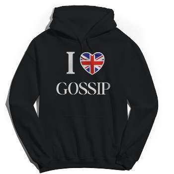 Rerun Island Women's I Love Gossip Long Sleeve Oversized Graphic Cotton Sweatshirt Hoodie - Black XL