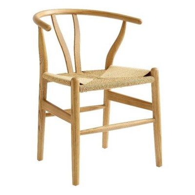 Modway  Amish Wood Rope Dining Room Chair in Natural - 29 Inch Tall Solid Elm Wood Accent Armchair