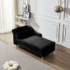 ORRD Velvet Chaise Lounge Chair with Storage, Pink Upholstered Sofa Bed with Gold Legs & Pillow for Living Room, Bedroom - 3 of 4