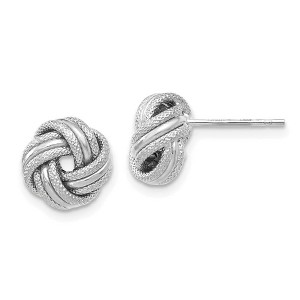 Black Bow Jewelry 8.5mm (5/16 in) 14k White Gold Polished & Textured Love Knot Earrings - 1 of 4