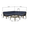 Christopher Knight Home Grenada Outdoor Acacia Wood 5 Seater Sectional Sofa Chat Set with Cushions - 3 of 4