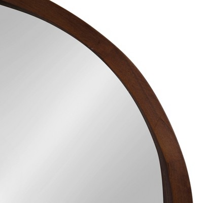 Hutton 22" Modern Round Walnut Wood Frame Wall Mirror