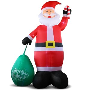 NAYSAYE Christmas Inflatable Holiday Decorations 14FT Giant Santa Claus with Gift Bag for Party Display, Red and White, 110.2"*55.1"*165.4" - 1 of 4