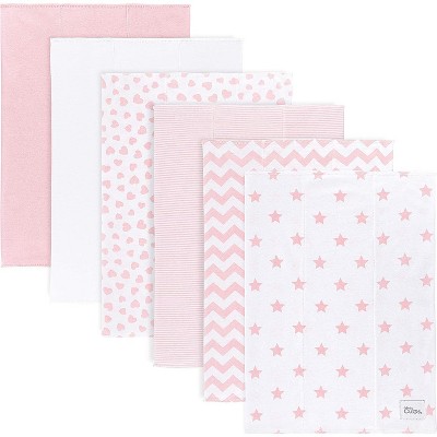 Image of Burp Cloths 100% Cotton Washcloths for Boys and Girls by Comfy Cubs (Pink Pattern, Pack of 6)