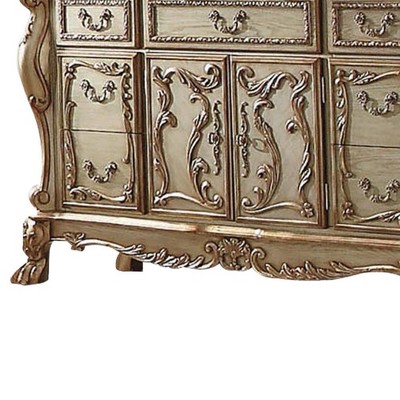 Dresden Gold Patina and Bone 7-Drawer Dresser with Mirror