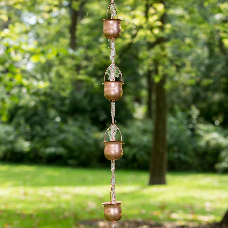 Marrgon Copper Rain Chain with Pot Style Cups for Gutter Downspout Replacement, 4 of 7