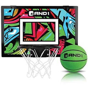 AND1 Over the Door Mini Basketball Hoop: 18x12 Shatterproof Backboard, 1 Mini Basketball - Ultimate Indoor Accessory - 1 of 4