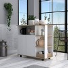 GlasFlength Kitchen Carts and Islands Rolling Kitchen Table Storage Island Mobile Buffet Server Table for Dining Room, Gray, 15.75"*39.37"*35.43" - 2 of 4
