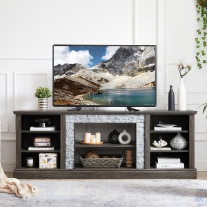 NicBex Large TV Stand with Faux Stacked Stone Surround Modern Entertainment Center with Open Storage Media Console for Living Room, Bedroom, Gray - 1 of 4