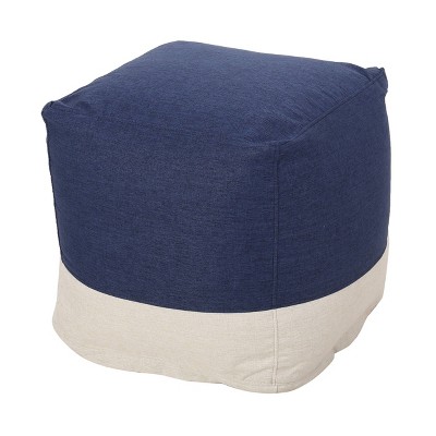 Tattnall Contemporary Two-Tone Fabric Cube Pouf - Christopher Knight Home