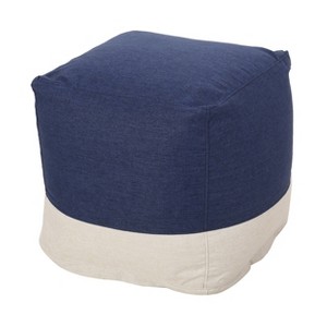Tattnall Contemporary Two-Tone Fabric Cube Pouf - Christopher Knight Home - 1 of 4