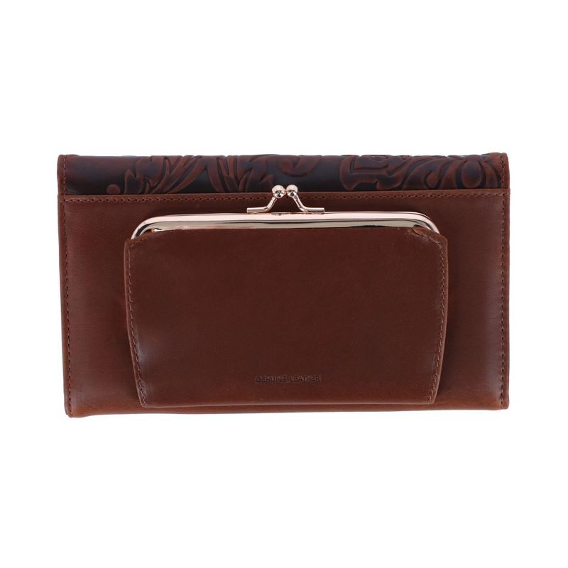 Buxton Women's Tooled Leather Organizer Clutch, 4 of 7
