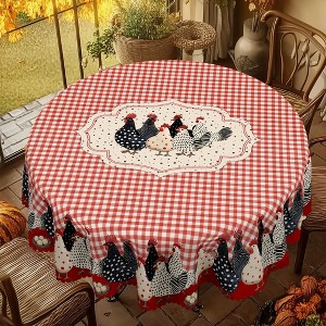LOVEVOOK Floral Rectangular Tablecloth, Washable Seasonal Round Floral Table Cover for Party Picnic Dinner Decor - 1 of 4