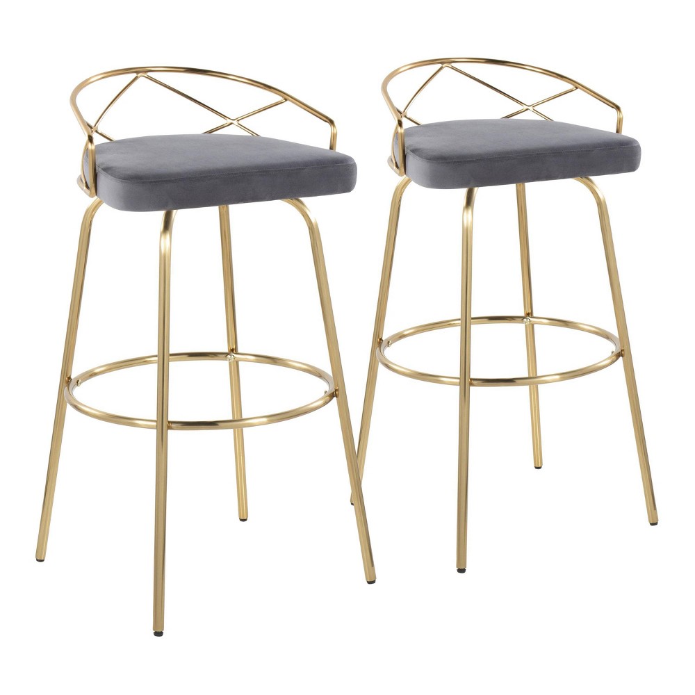 Photos - Chair Set of 2 Charlotte Barstools Gold/Gray - LumiSource