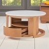 Mshliw Round Nesting Coffee Table Set with White Marble Top, 2-Tier Storage & Drawer, Modern Wooden Living Room Tables 28.5" - 4 of 4