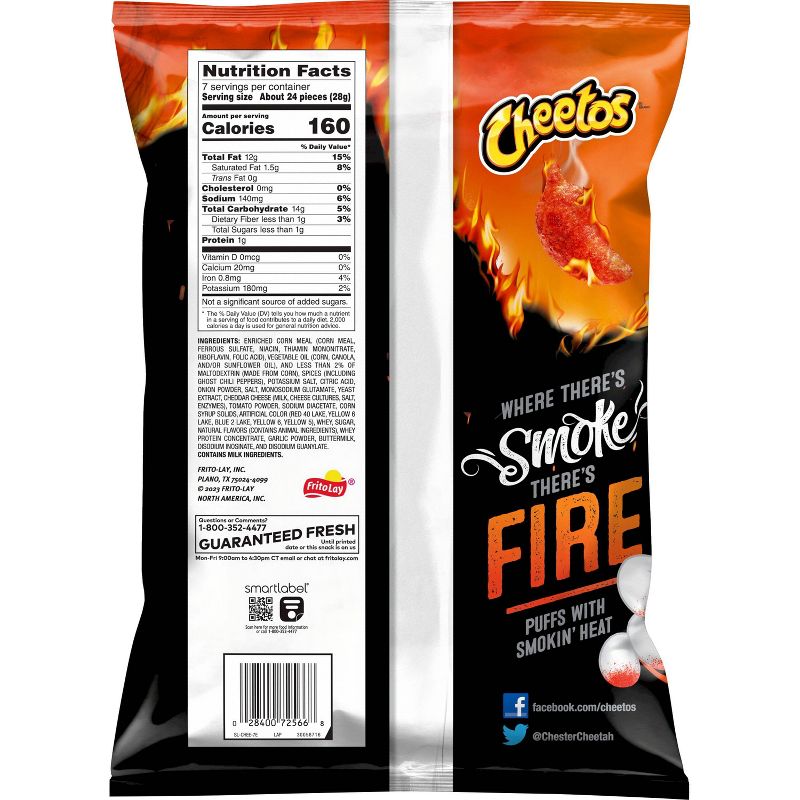 Cheetos Flamin&#39; Hot Smoky Ghost Pepper Puffs - 7oz, 2 of 3