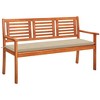 vidaXL Bench Beige Cushion, Natural Wood Solid Eucalyptus Wood 59.1 in - 2 of 4
