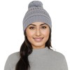 Anna-Kaci Winter Chunky Knit Slouchy Beanie with Faux Fur Pompom Warm Fleece Solid Color Chunky Baggy Hat for Women - 2 of 4
