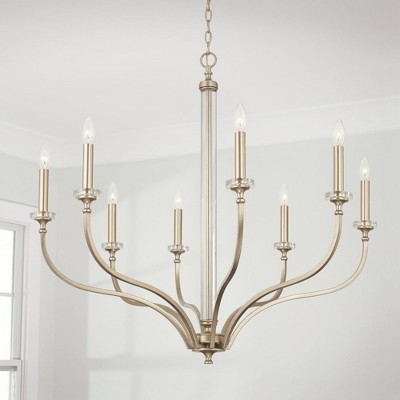 Brushed Champagne 8-Light Crystal Candle Chandelier