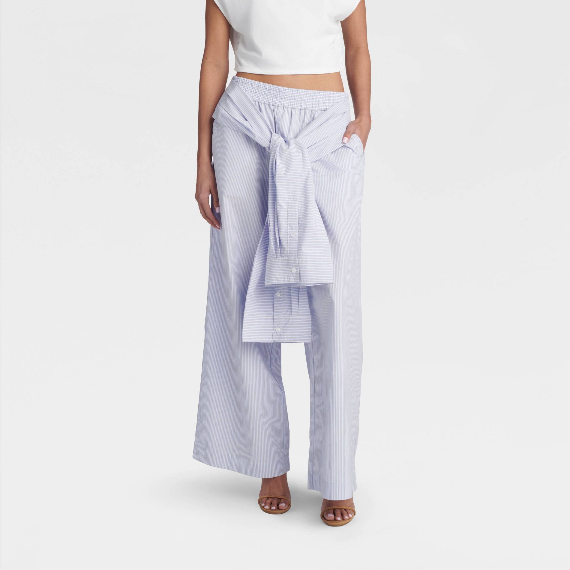 KBB by KAHLANA Women's 'The Tie Waist Trousers' - Lavender Striped