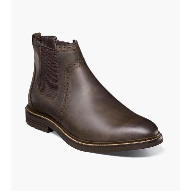 Nunn Bush Otis IIPlain Toe Chelsea Boot, Brown Crazy Horse, 10.5