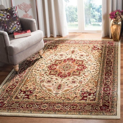 Ivory and Red Floral 6' x 9' Synthetic Area Rug