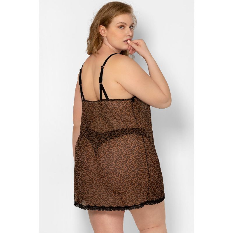 Smart & Sexy Women's Sheer Lace & Mesh Chemise Lingierie, 4 of 5