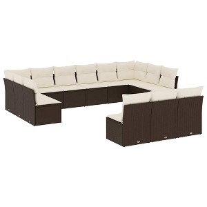 vidaXL Garden Sofa Set Brown PE rattan, Powder-coated steel Large - 1 of 4