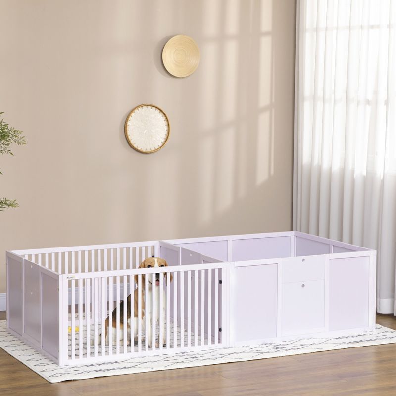 PawHut 81" x 40" Whelping Box for Dogs Built for Mother's Comfort, Newborn Puppy Supplies, Puppy Playpen with Adjustable Height Entrance Door, 2 of 7