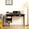 Small Desk with 47.24 Inch, Modern Walnut Finish, Solid Wood Legs, Kids Student Study Writing Work-Suitable for Home and Office Use-The Pop Home - 4 of 4