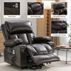 PAGED Modern Swivel Massage Recliner Chair with Heating, PU Leather Rocking Chair with Cup Holders, Side Pocket and USB Port for Living Room - 2 of 4