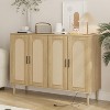 Acekool Rattan Buffet Cabinet with Power Outlet & Adjustable Shelves – Storage Sideboard for Kitchen, Dining Room, Entryway (Black) - 2 of 4