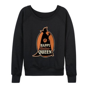 Women's - Disney Villains - Happy Hallowqueen Lightweight French Terry Wide Neck Long Sleeve Shirt - 1 of 4