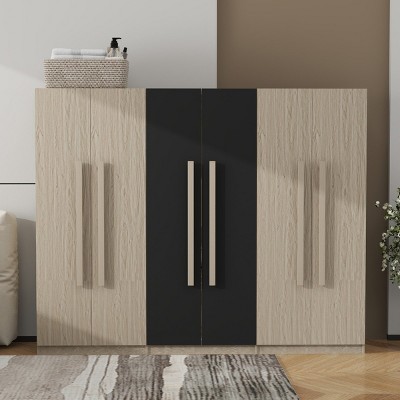 6 Doors Wooden Armoire Closet With Shelves And 2 Drawers Inside,Wood Armoires And Wardrobes,Armoire Wardrobe,Wardrobe Closet -Maison Boucle