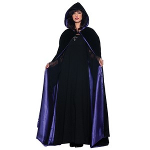 Halloween Express Adult Costume Purple Cape Deluxe 63" - One Size - Black - 1 of 1