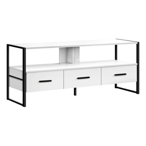 Monarch Specialties Tv Stand 48 Inch Console Media Entertainment Center Storage Drawers Laminate Metal White Black Contemporary Modern - 1 of 4