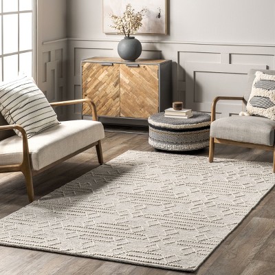 Lucile Gray Wool Moroccan Diamond Area Rug