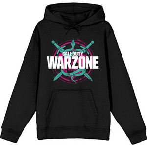 Mens Call of Duty Warzone Skull and Swords Badge Black Hooded Sweatshirt - 1 of 3