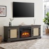 NicBex Rattan Doors Fireplace TV Stand for TVs Up to 70 Inch Large Enterainment Center  TV Stand with 23 Inch Fireplace Insert - image 4 of 4