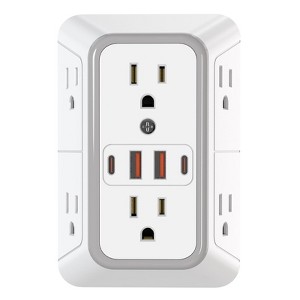Itopfox Outlet Extender with 6 AC Outlets & 4 USB Ports (2 USB-C), Multi Plug Wall Adapter, Surge Protector for Home, Office, Travel - 1 of 4