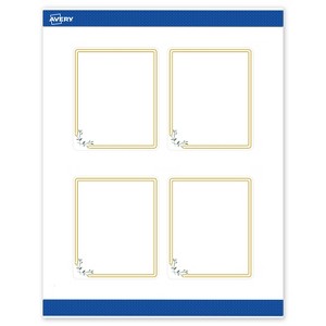 Avery 4" x 3-1/3" Labels, Gold Double Border with Florals, 40 ct - 1 of 4