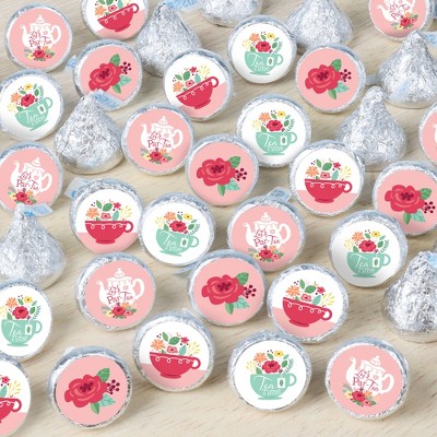 Big Dot of Happiness Floral Let's Par-Tea - Garden Tea Party Small Round Candy Stickers - Party Favor Labels - 324 Count