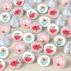Big Dot of Happiness Floral Let's Par-Tea - Garden Tea Party Small Round Candy Stickers - Party Favor Labels - 324 Count - 1 of 4
