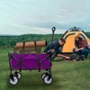 VisioGear Collapsible Foldable Wagon Cart with Strapping, Wagon Grocery Cart for Camping Shopping Sports, Purple, 25.98"*17.32"*37.4" - 2 of 4