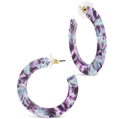 SHINE by Sterling Forever 1.75" Resin Flat Hoop Earrings